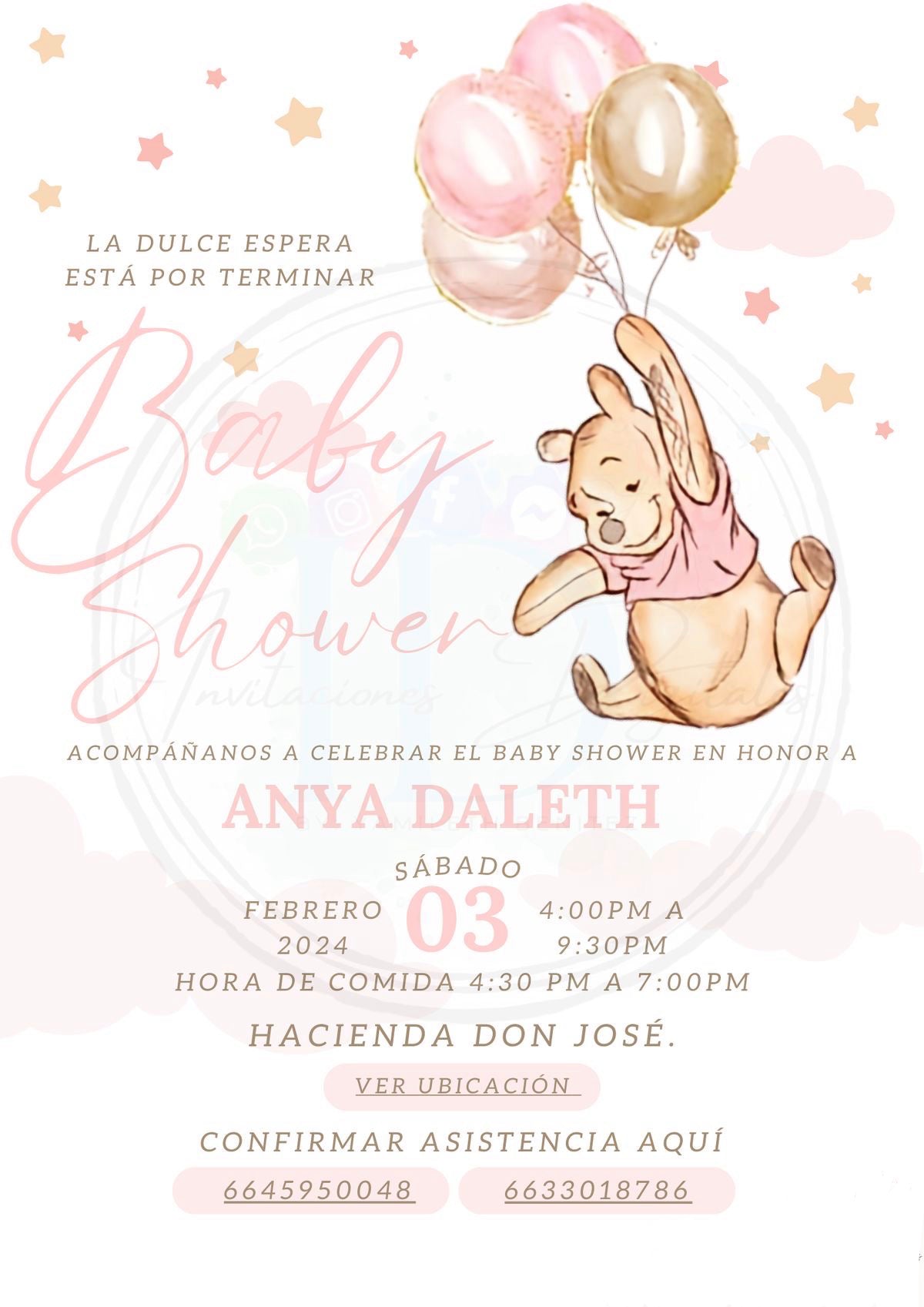 Baby Girl Honey Theme Invitation Template π