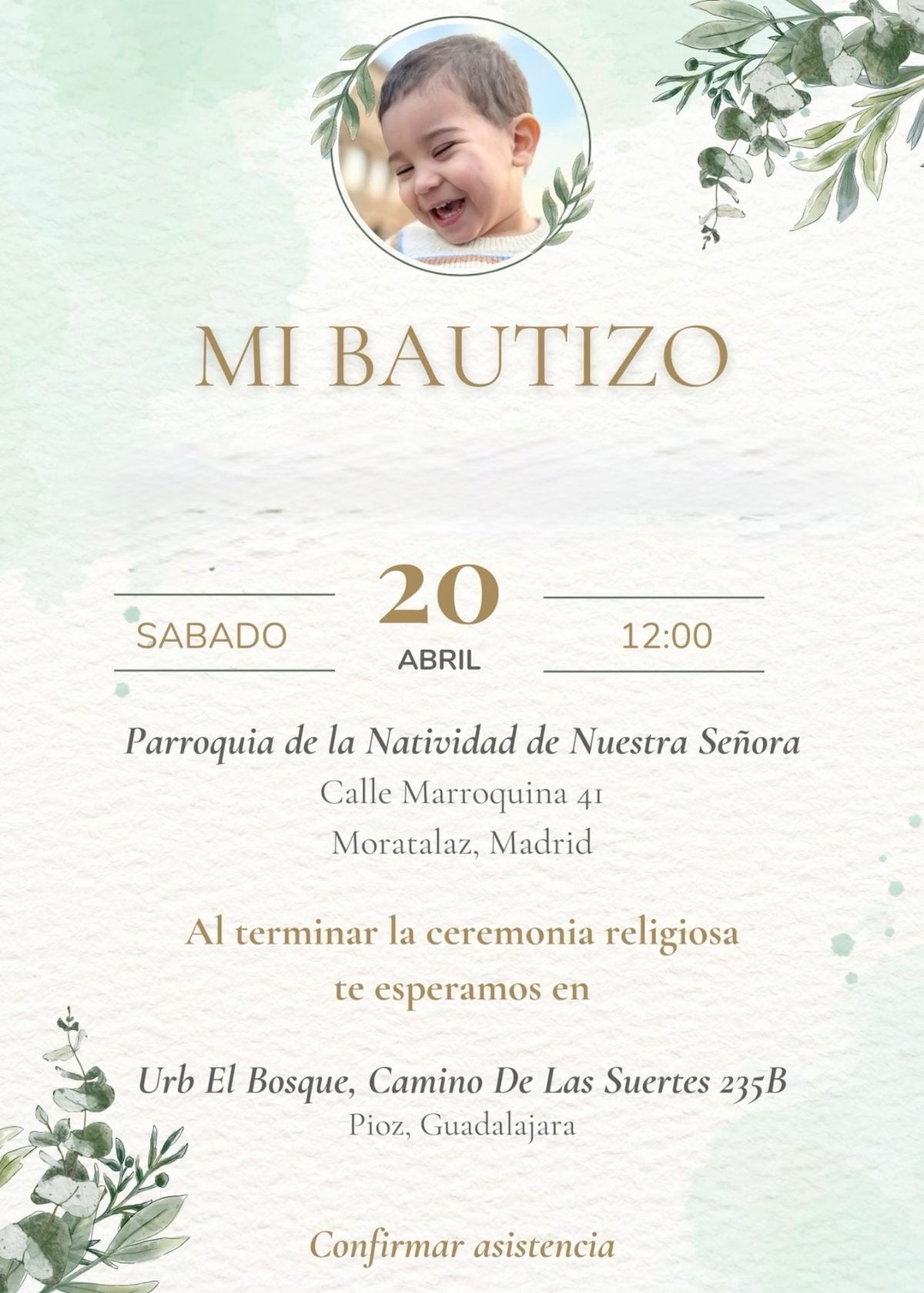Elegant Floral Baptism Invitation 🌿 Luxury Digital Invite for Special Celebrations