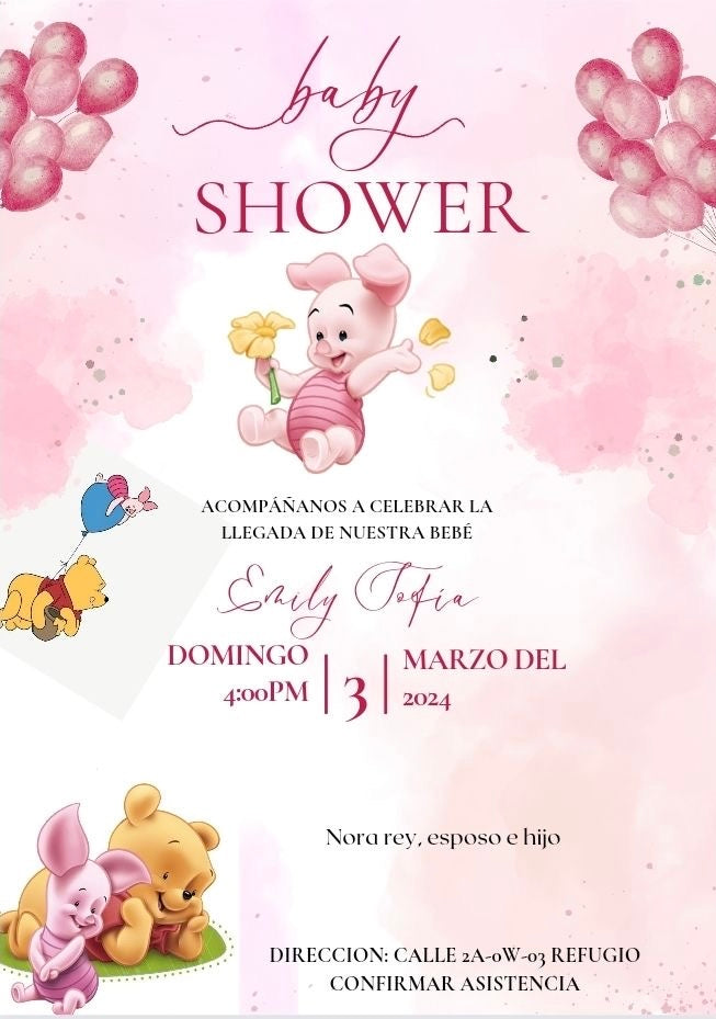 Luxury Bonnie Bear Baby Shower Invite π