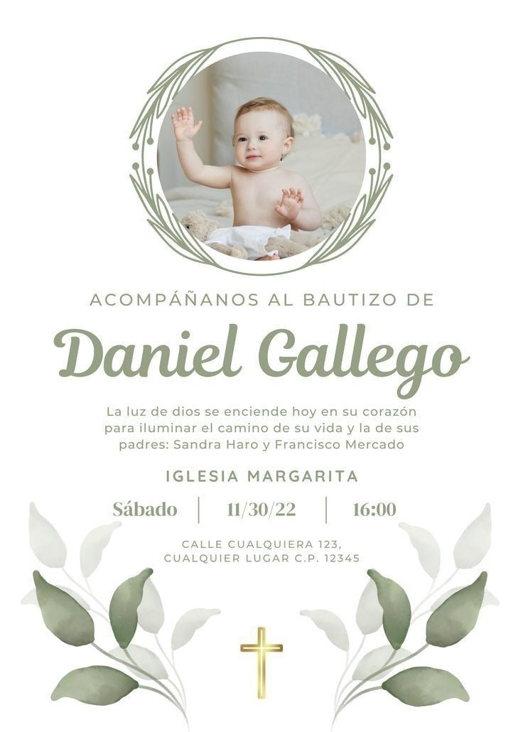Personalized Baby Baptism Invitation ✨ Beautiful Digital Invitation for Religious Celebrations