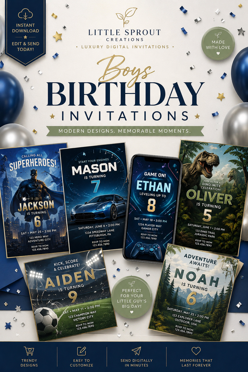 👦 Boys Birthday Invitations