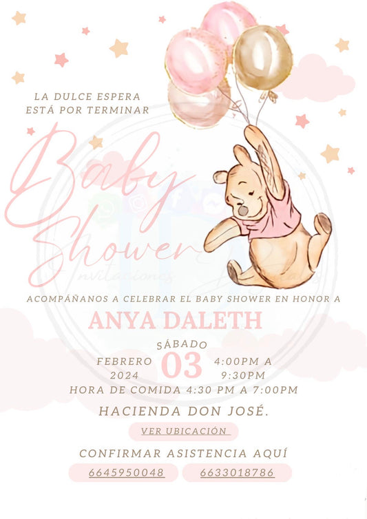 Baby Girl Honey Theme Invitation Template 🎀