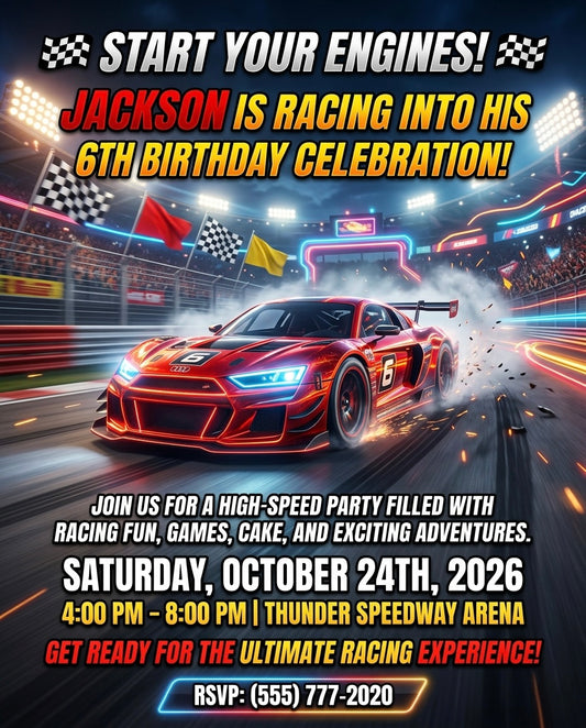 Car 🚘 Trendy birthday invitations perfect for kids’ parties and themed celebrations.