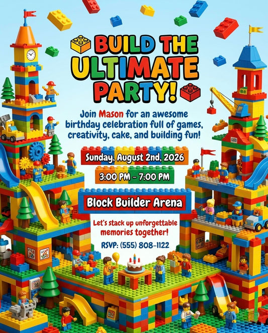 Modern birthday invitations for kids and teens. Easy to personalize and share instantly.