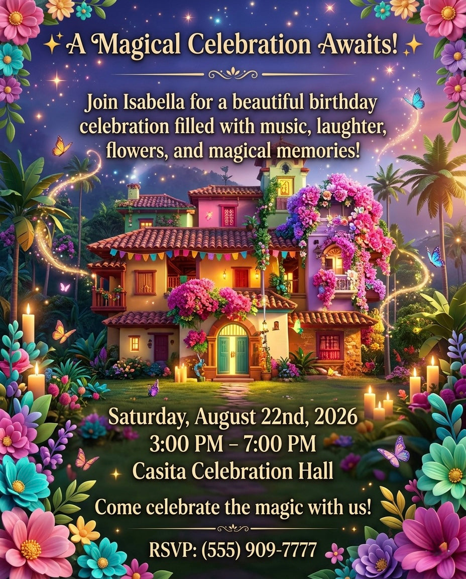 Encanto ✨Make your celebration unforgettable with a custom digital birthday invitation designed just for your special day.