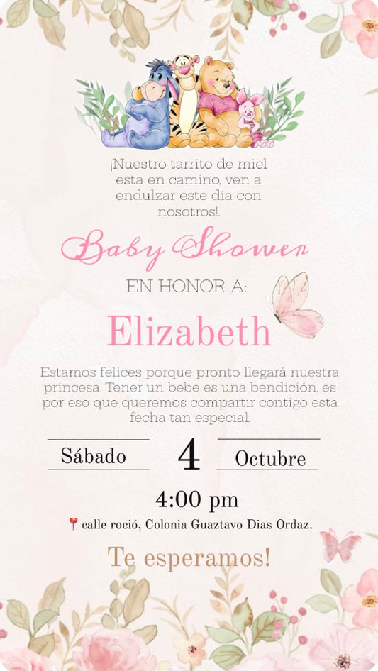 Elegant Pooh Baby Shower Invitation 🍯🌷