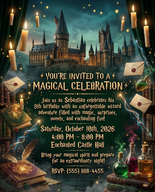 Harry Potter ✨High-quality birthday invitationswith fast turnaround and fully personalized details.