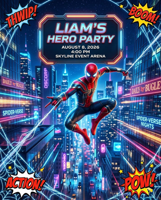 Spider-Verse Birthday Invitation | Epic Superhero Party Invite
