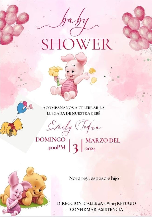 Luxury Bonnie Bear Baby Shower Invite 💕