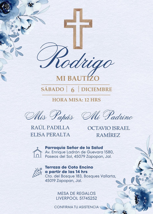 Modern Luxury Baptism Invitation 🤍 Personalized Christening Invite with Elegant Details