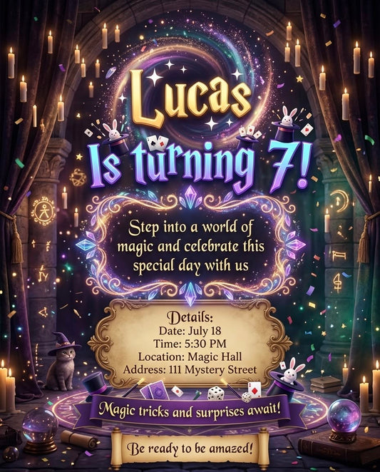 Magic 🪄 Professional digital birthday invitations for unforgettable celebrations.