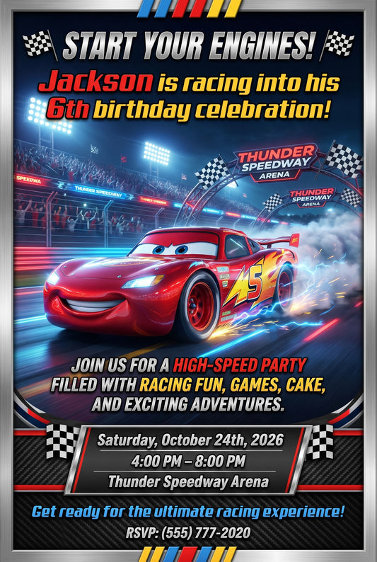 Rayo Mcqueen ✨🏎️Premium custom invitations designed to make every birthday extra special.