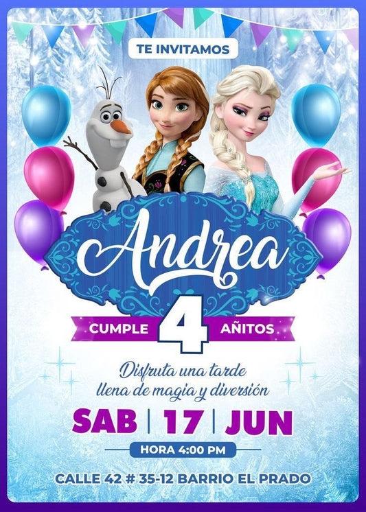 Beautiful Frozen Princess Birthday Invitation for Girls 👑💎