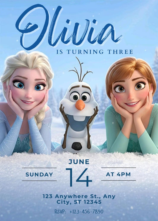 Frozen Inspired Birthday Invitation with Glitter Snowflakes ✨❄️