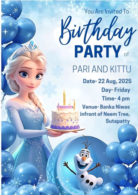 Elegant Winter Princess Birthday Invitation Editable Template 👑🌨️