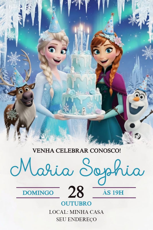 Premium Frozen Princess Birthday Invitation Editable Template 💎🌨️