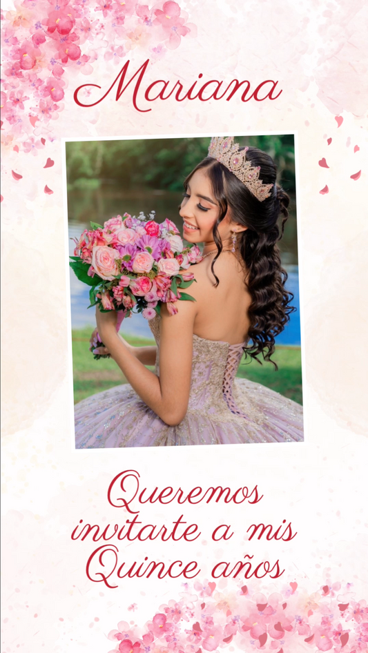 Elegant Quinceañera Digital Video Invite for Girls ✨💖