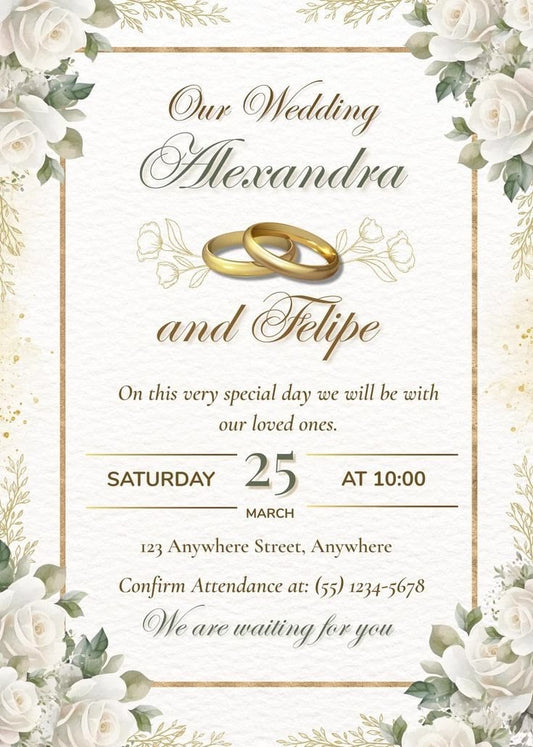 Romantic Blush Wedding Invitation with Elegant Floral Details✨💍