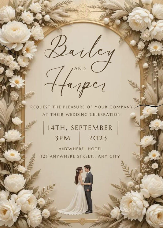 Romantic Floral Wedding Invitation with Timeless Design 🌸🤍