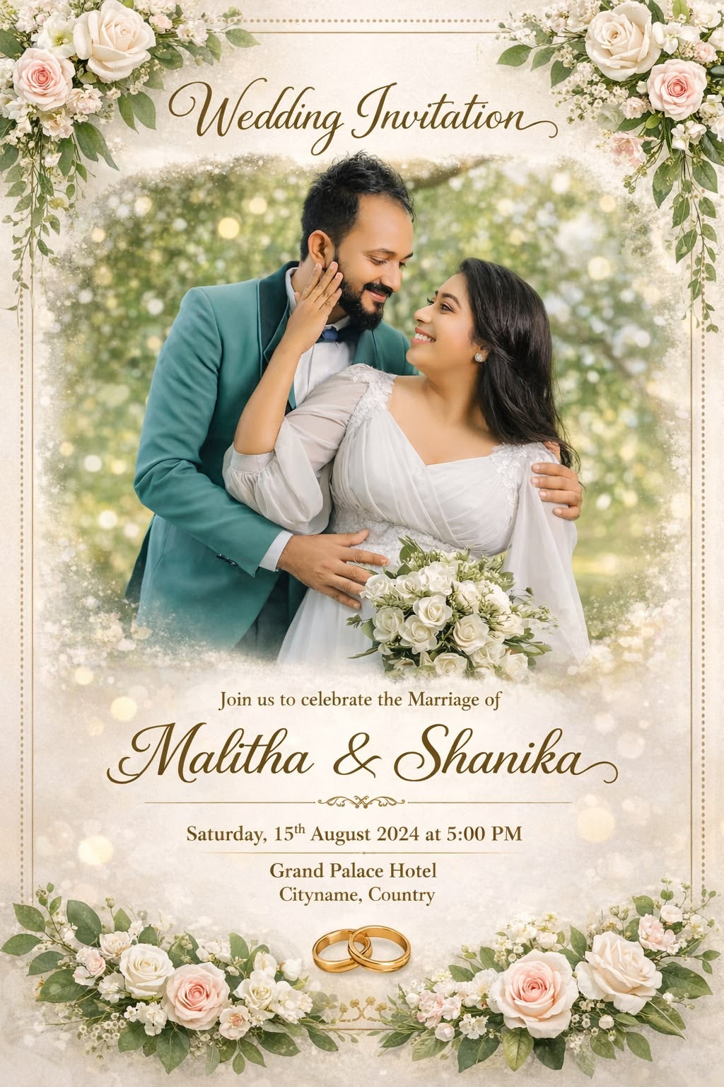 Elegant Wedding Invitation Template for Romantic Ceremonies 💍🌿